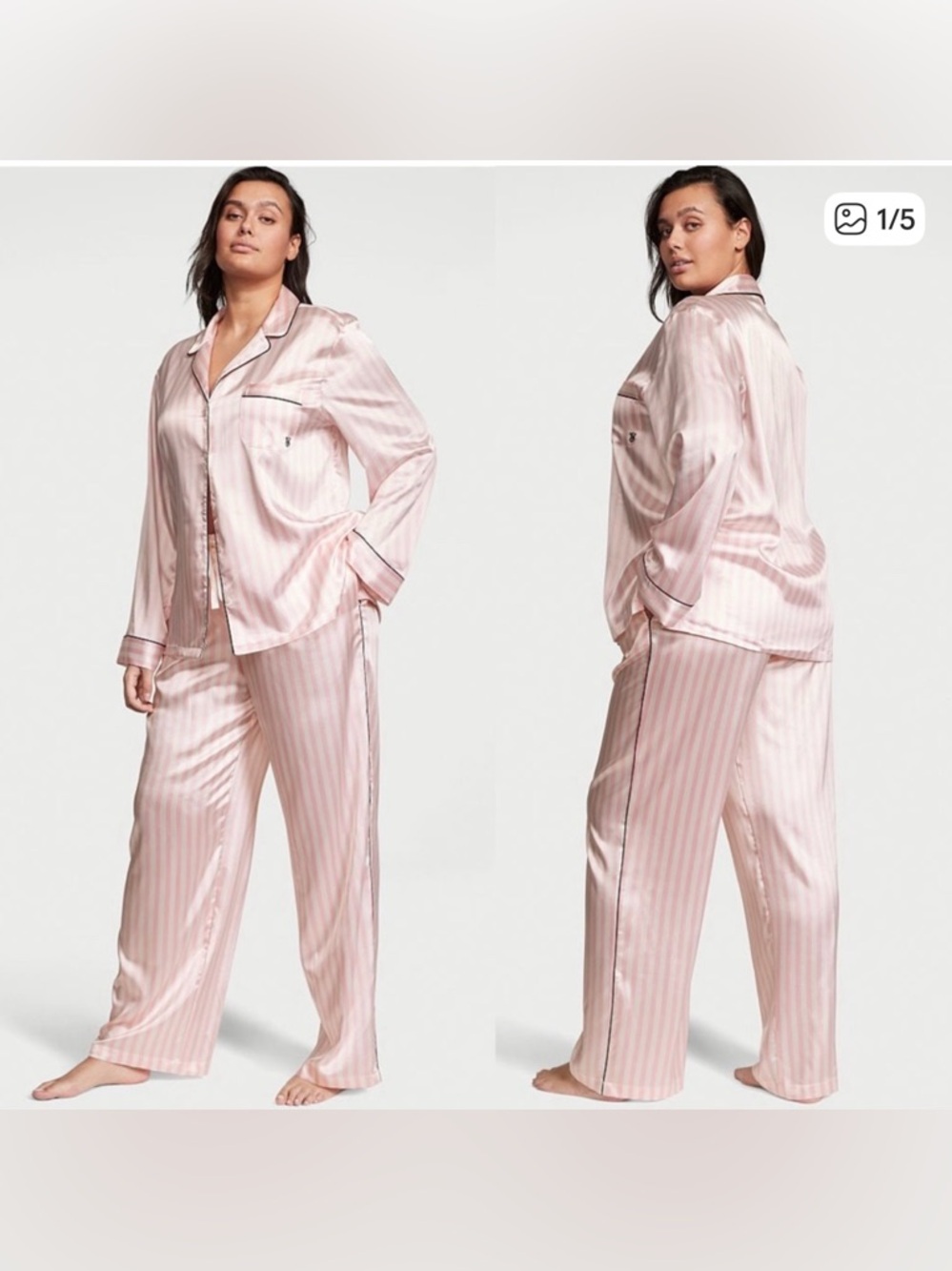 Victorias Secret Satin Pink Stripe PJs